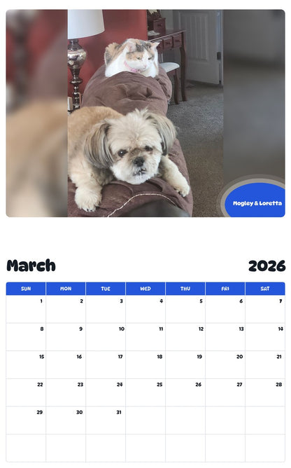 November 2025 - October 2026 Mogley & Loretta - Pawidols Pet Calendar