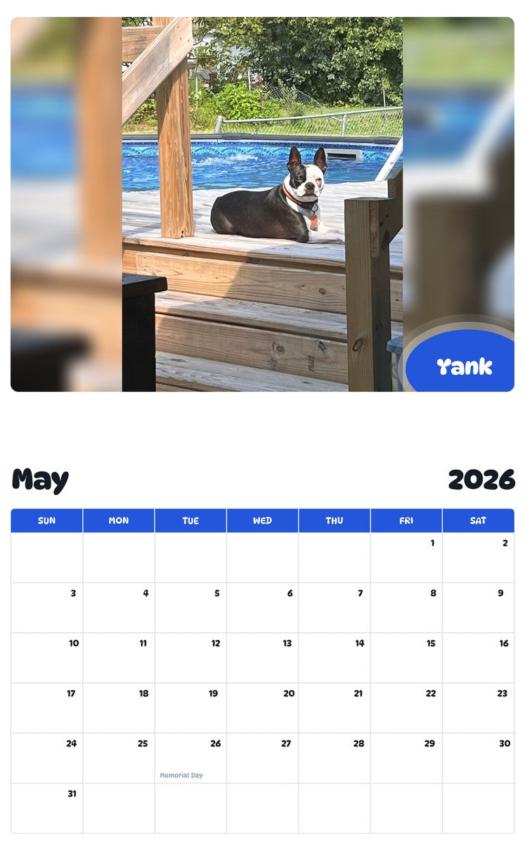 2026 - 2027 Yank - Pawidols Pet Calendar