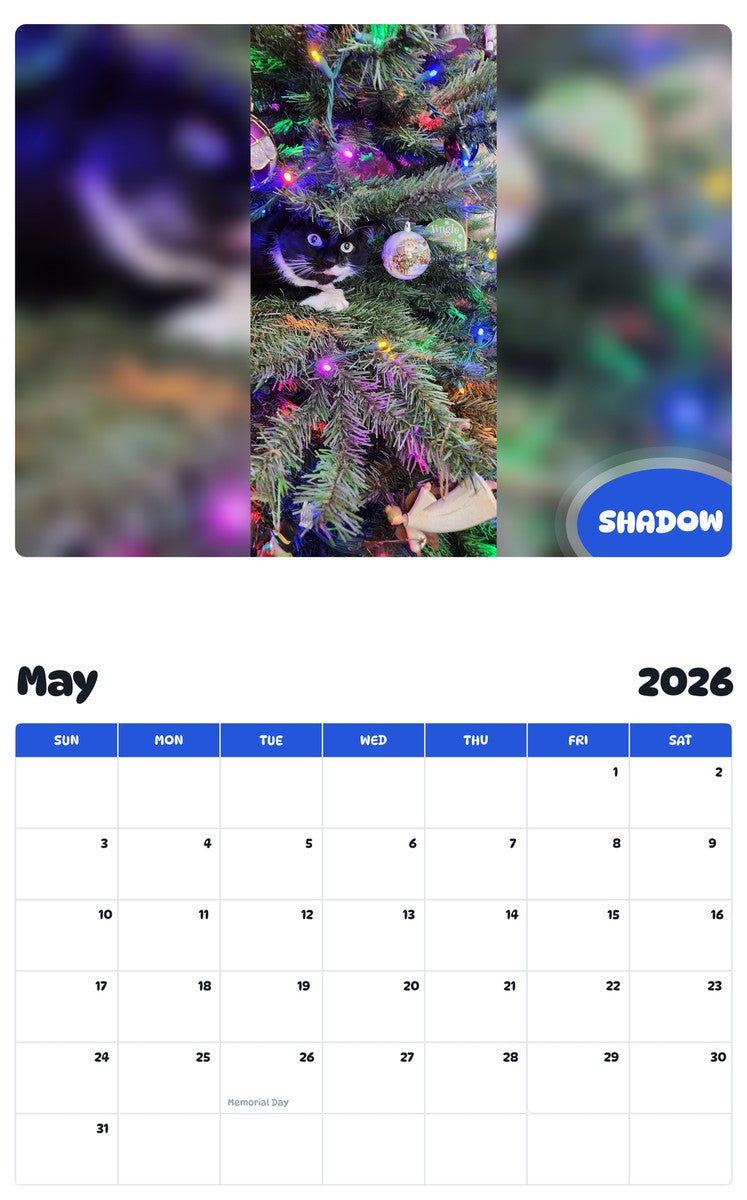 2026 - 2027 SHADOW - Pawidols Pet Calendar