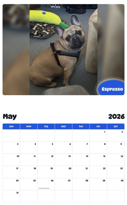 2026 - 2027 Espresso - Pawidols Pet Calendar