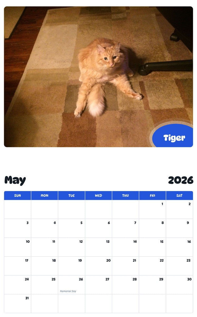 2026 - 2027 Tiger - Pawidols Pet Calendar