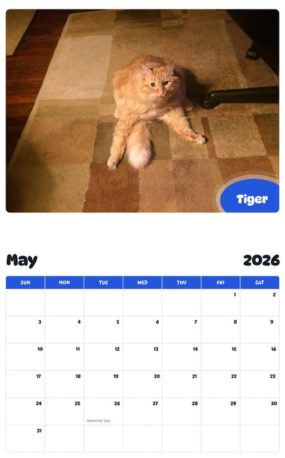 2026 - 2027 Tiger - Pawidols Pet Calendar