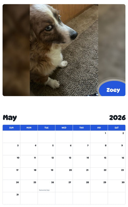2026 - 2027 Zoey - Pawidols Pet Calendar