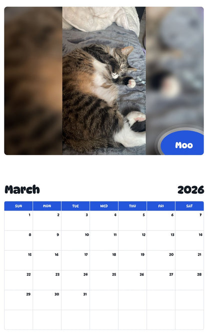 November 2025 - October 2026 Moo - Pawidols Pet Calendar