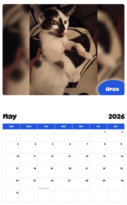 2026 - 2027 Oreo - Pawidols Pet Calendar