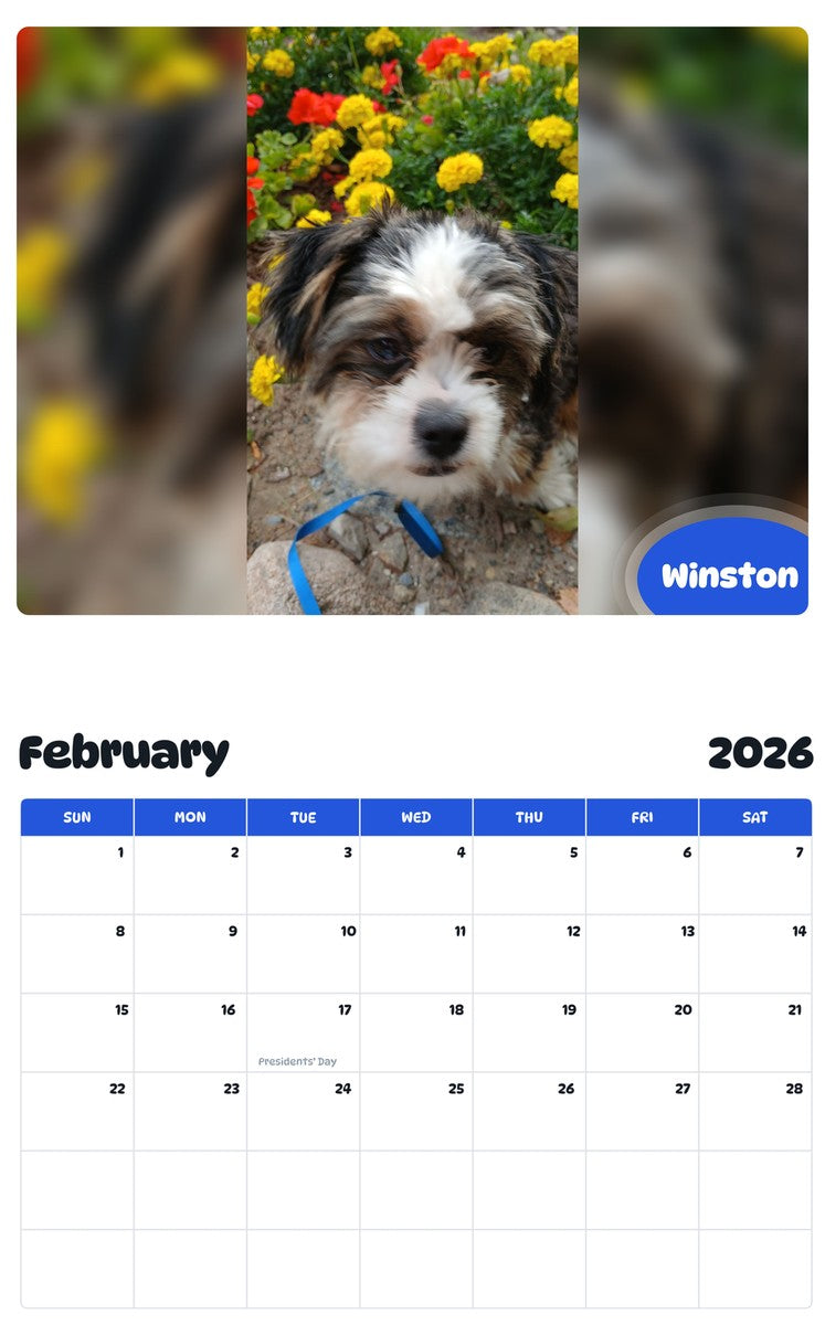 October 2025 - September 2026 Winston - Pawidols Pet Calendar