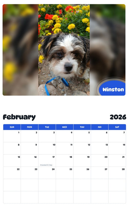 October 2025 - September 2026 Winston - Pawidols Pet Calendar