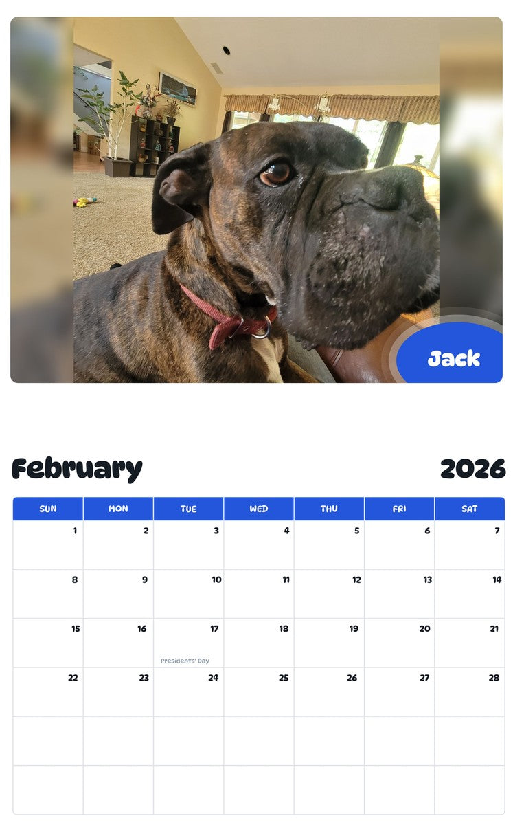 October 2025 - September 2026 Jack - Pawidols Pet Calendar