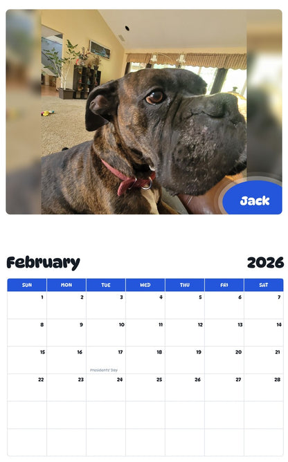 October 2025 - September 2026 Jack - Pawidols Pet Calendar