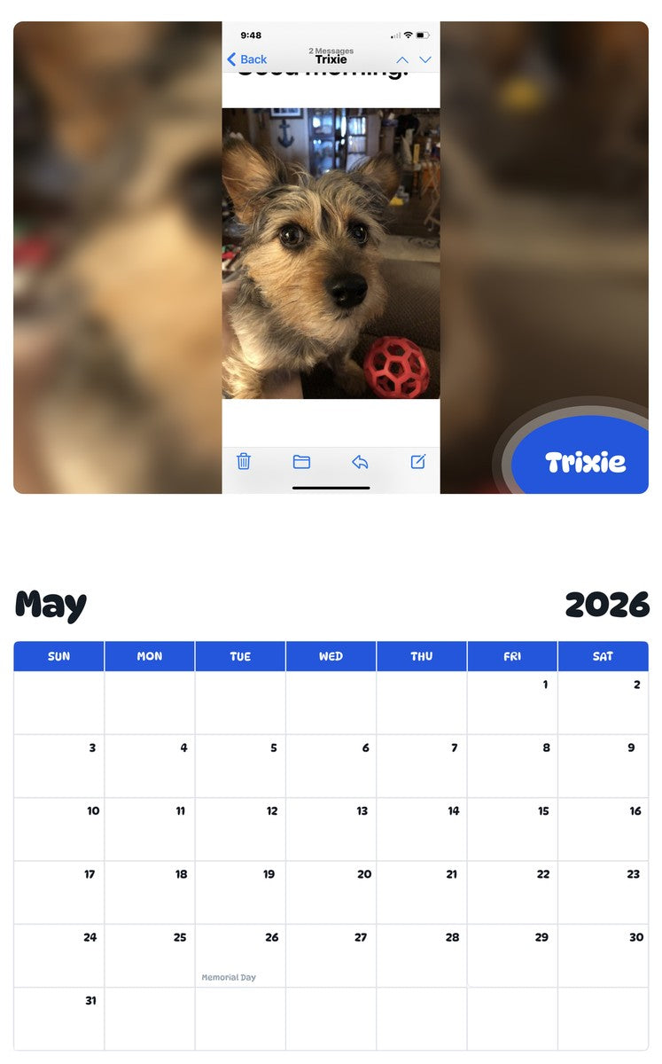 2026 - 2027 Trixie - Pawidols Pet Calendar