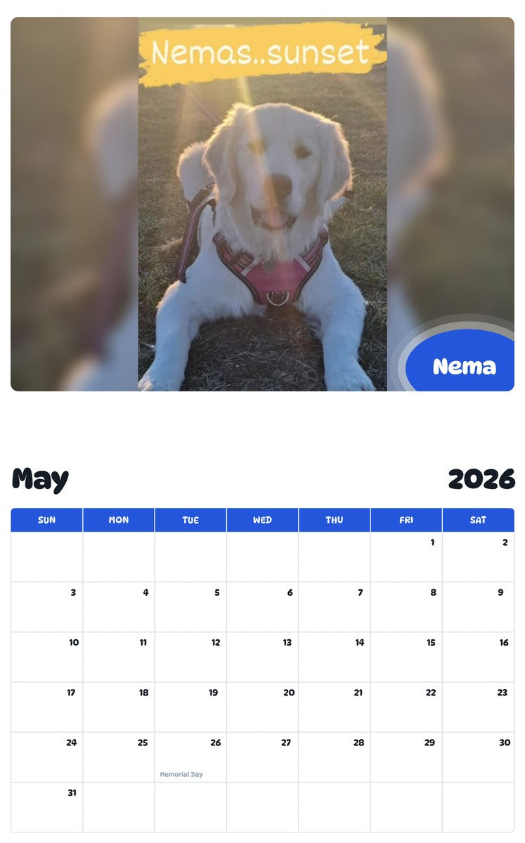 2026 - 2027 Nema - Pawidols Pet Calendar
