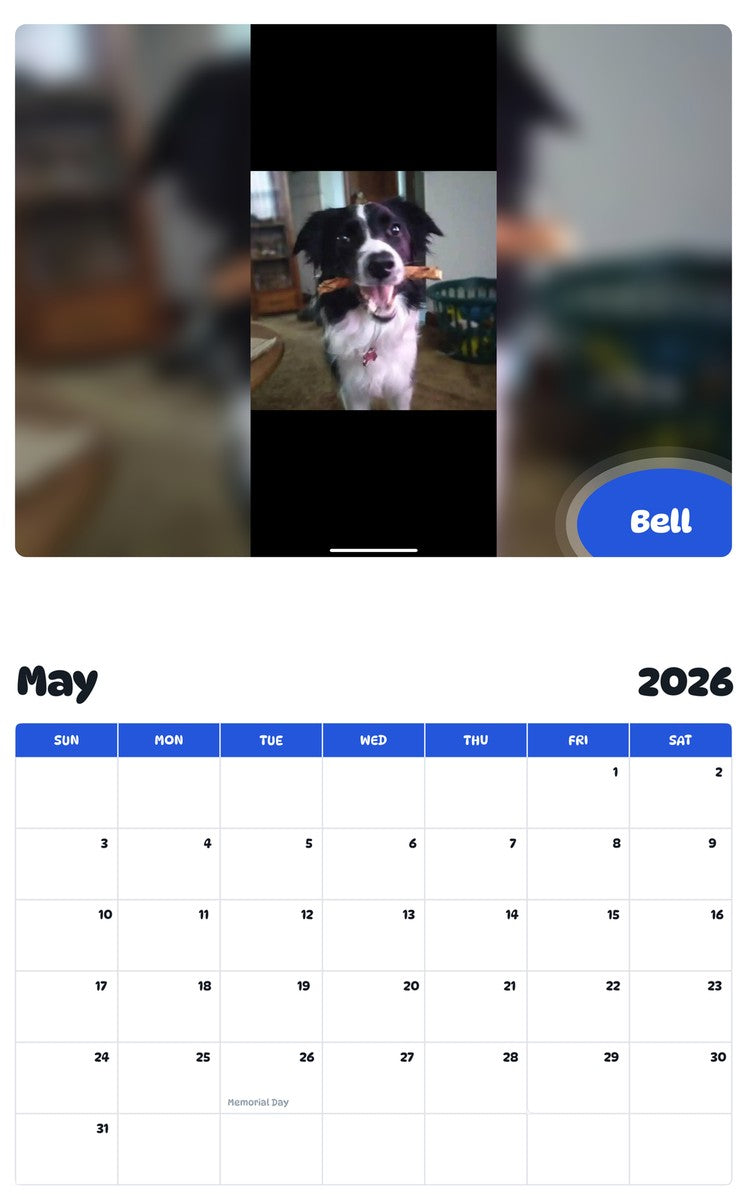 2026 - 2027 Bell - Pawidols Pet Calendar