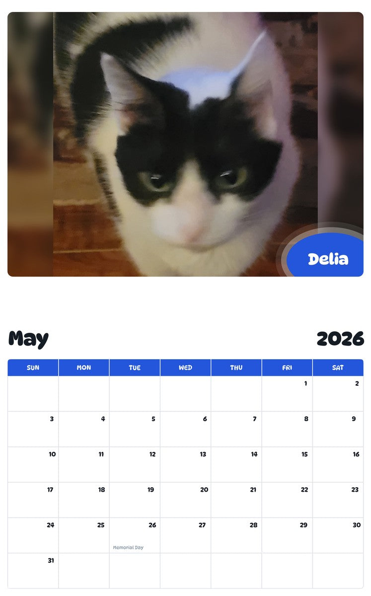 2026 - 2027 Delia - Pawidols Pet Calendar
