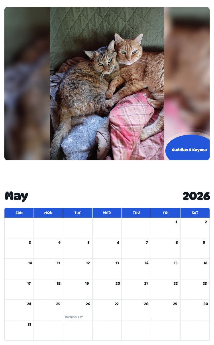 2026 - 2027 Cuddles & Kaycee - Pawidols Pet Calendar