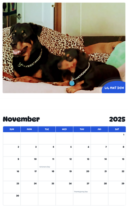 July 2025 - June 2026 Lil Mnt Dew - Pawidols Pet Calendar