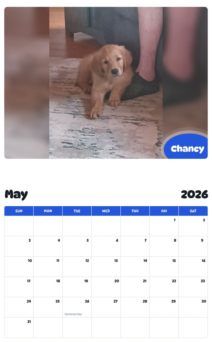 2026 - 2027 Chancy - Pawidols Pet Calendar
