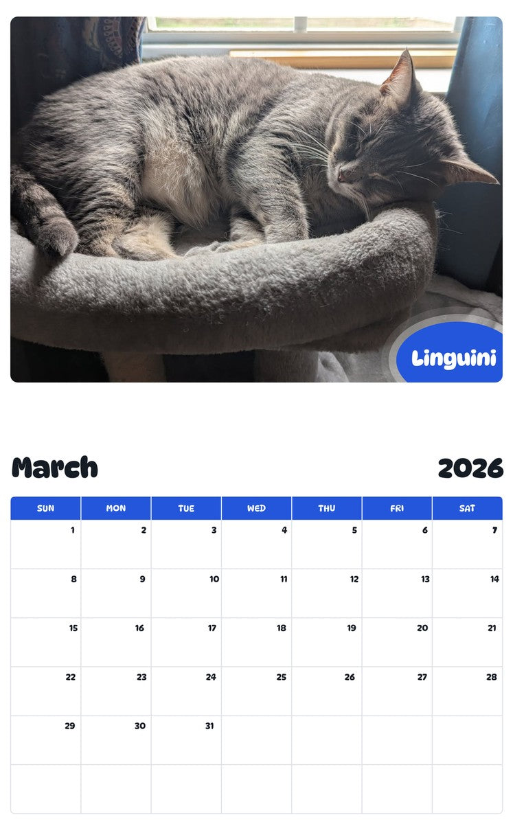November 2025 - October 2026 Linguini - Pawidols Pet Calendar