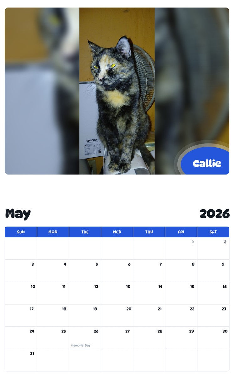 2026 - 2027 Callie - Pawidols Pet Calendar