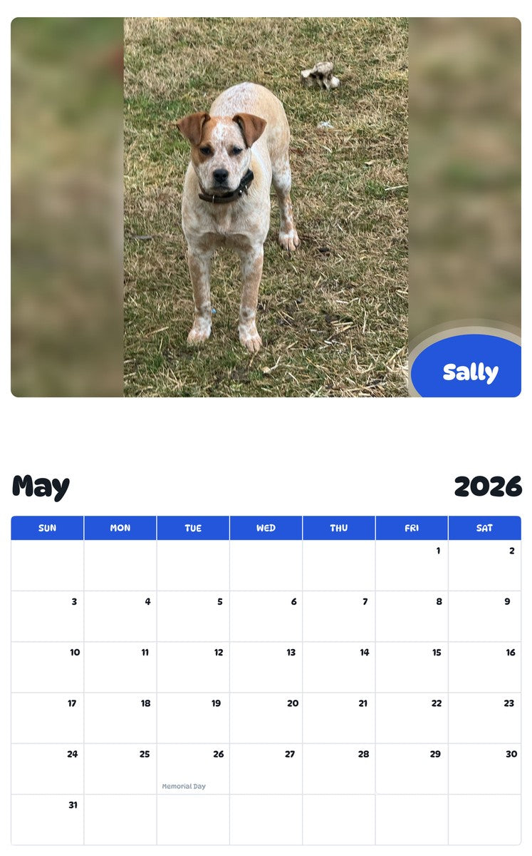 2026 - 2027 Sally - Pawidols Pet Calendar