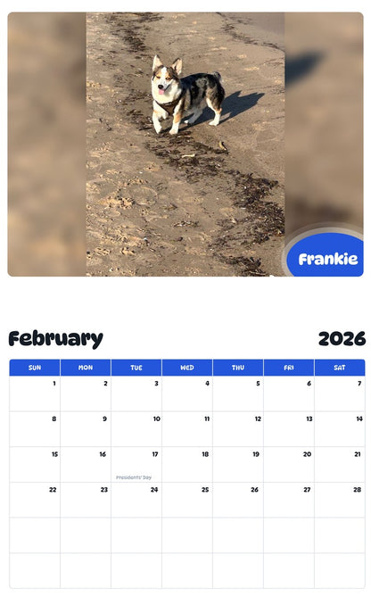 November 2025 - October 2026 Frankie - Pawidols Pet Calendar