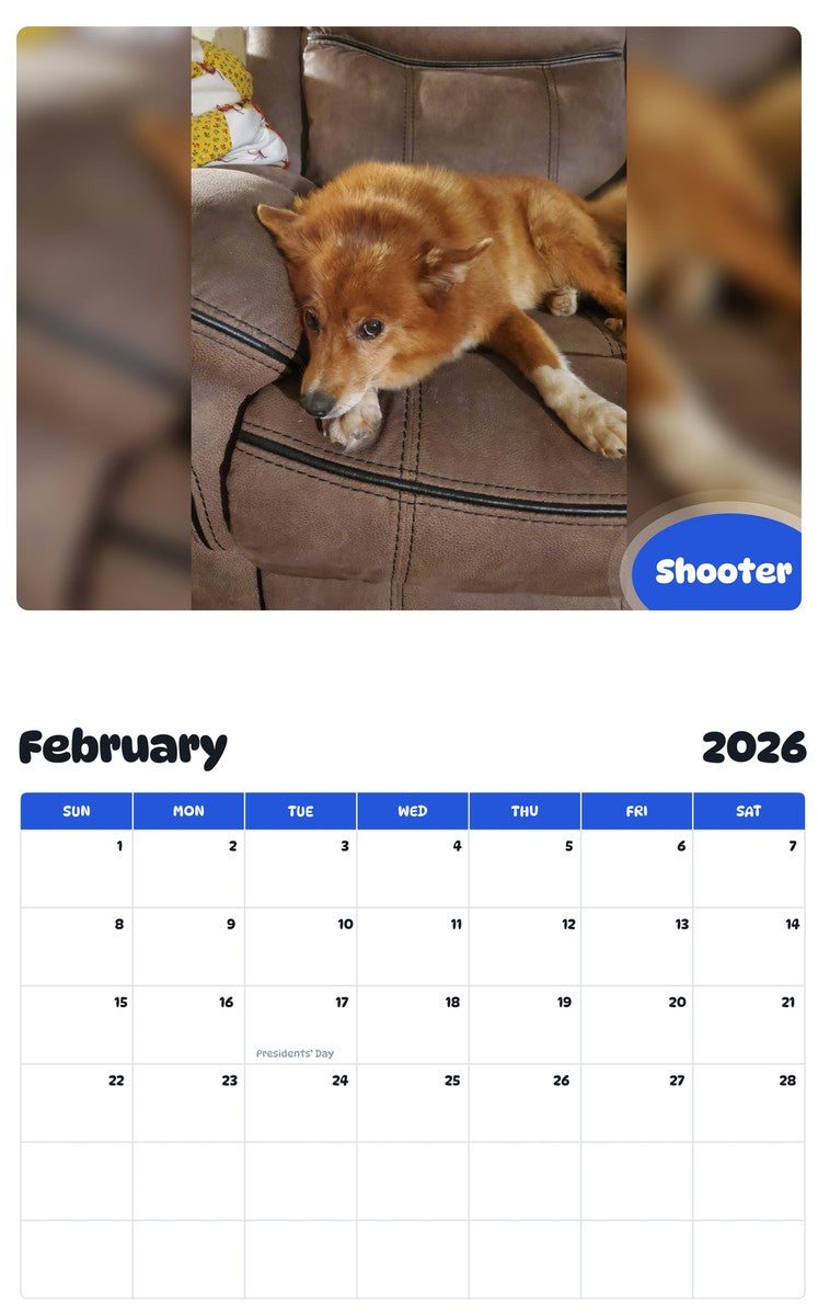 October 2025 - September 2026 Shooter - Pawidols Pet Calendar