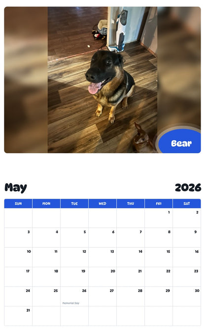 2026 - 2027 Bear - Pawidols Pet Calendar