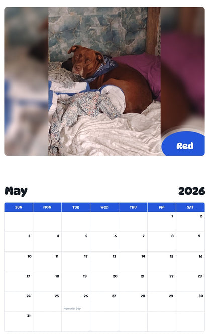 2026 - 2027 Red - Pawidols Pet Calendar