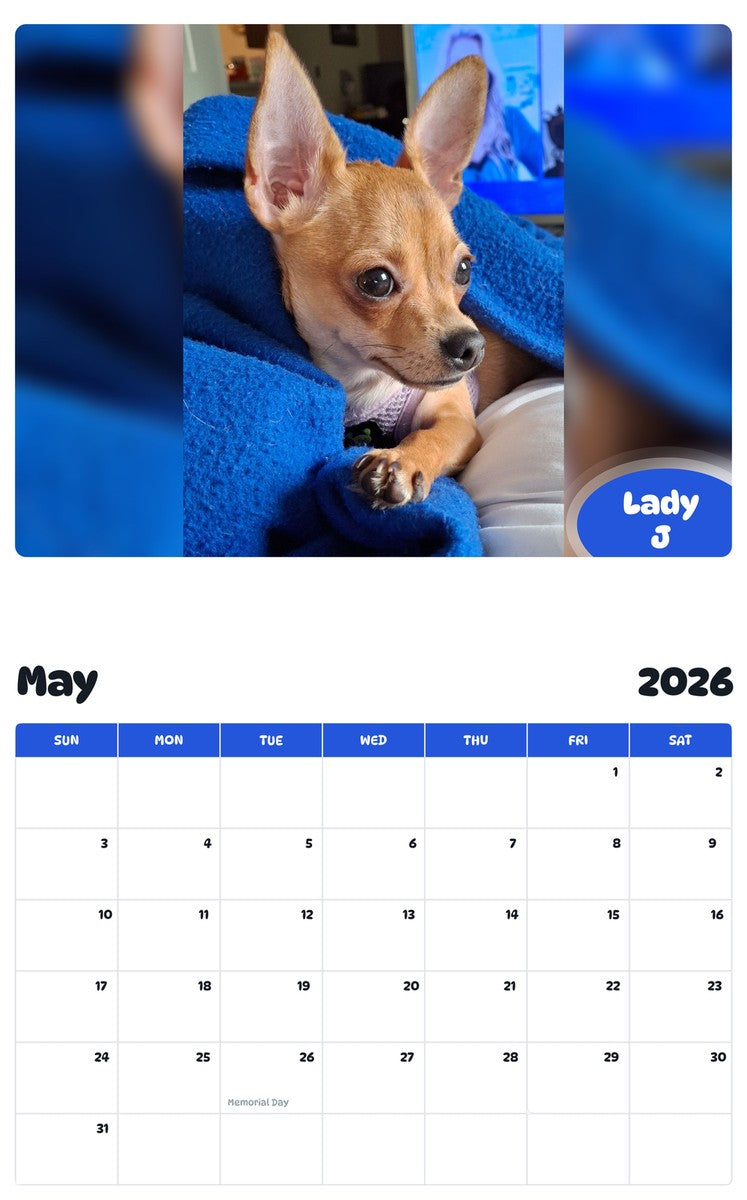 2026 - 2027 Lady J - Pawidols Pet Calendar