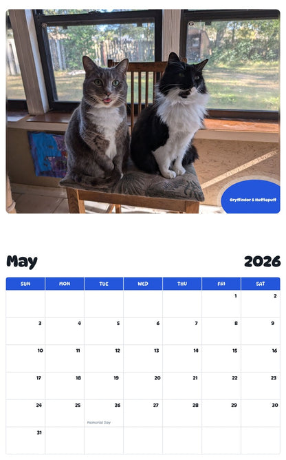2026 - 2027 Gryffindor & Hufflepuff - Pawidols Pet Calendar