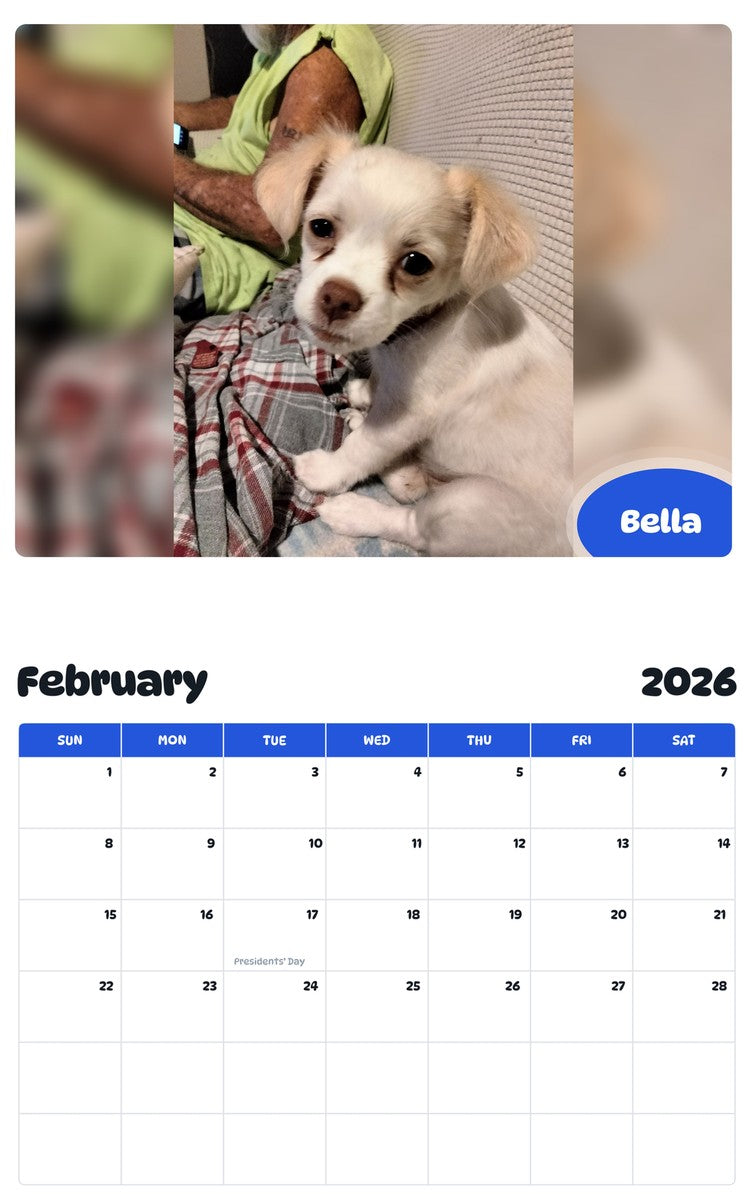 October 2025 - September 2026 Bella - Pawidols Pet Calendar