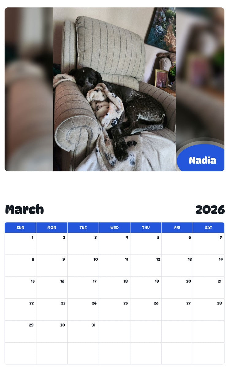 November 2025 - October 2026 Nadia - Pawidols Pet Calendar