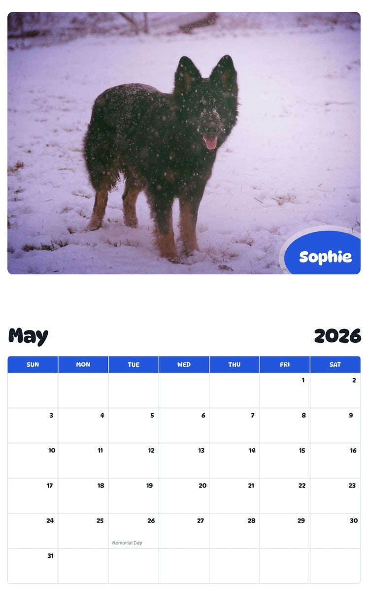 2026 - 2027 Sophie - Pawidols Pet Calendar