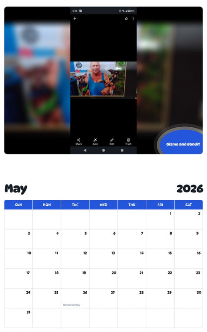 2026 - 2027 Gizmo and Bandit - Pawidols Pet Calendar