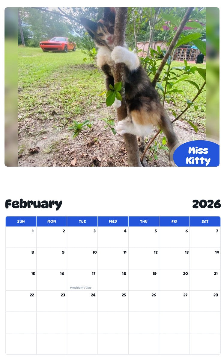 October 2025 - September 2026 Miss Kitty - Pawidols Pet Calendar