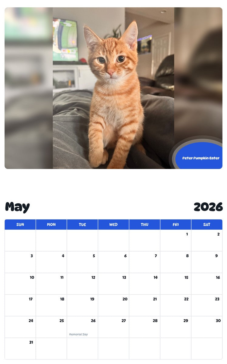 2026 - 2027 Peter Pumpkin Eater - Pawidols Pet Calendar