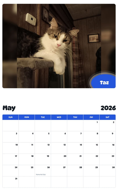 2026 - 2027 Taz - Pawidols Pet Calendar