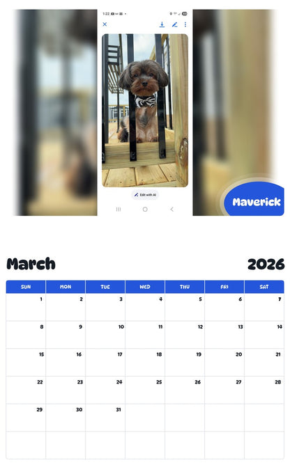 November 2025 - October 2026 Maverick - Pawidols Pet Calendar