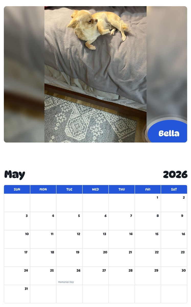 2026 - 2027 Bella - Pawidols Pet Calendar