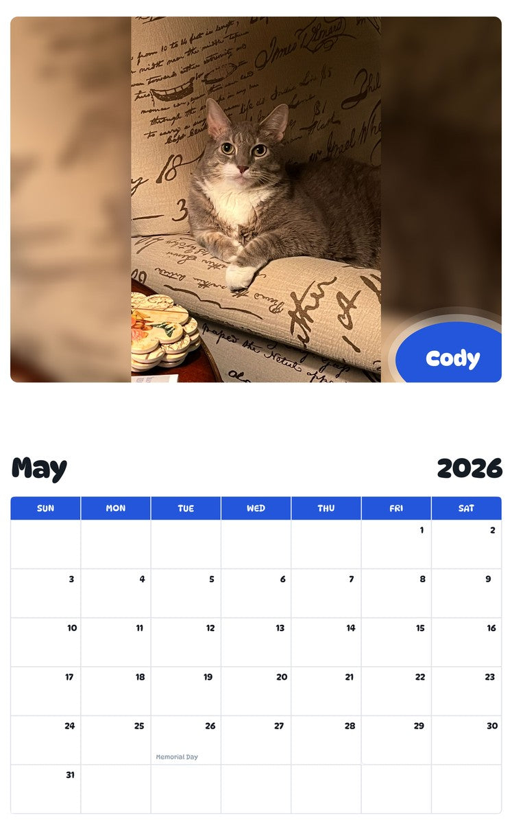 2026 - 2027 Cody - Pawidols Pet Calendar
