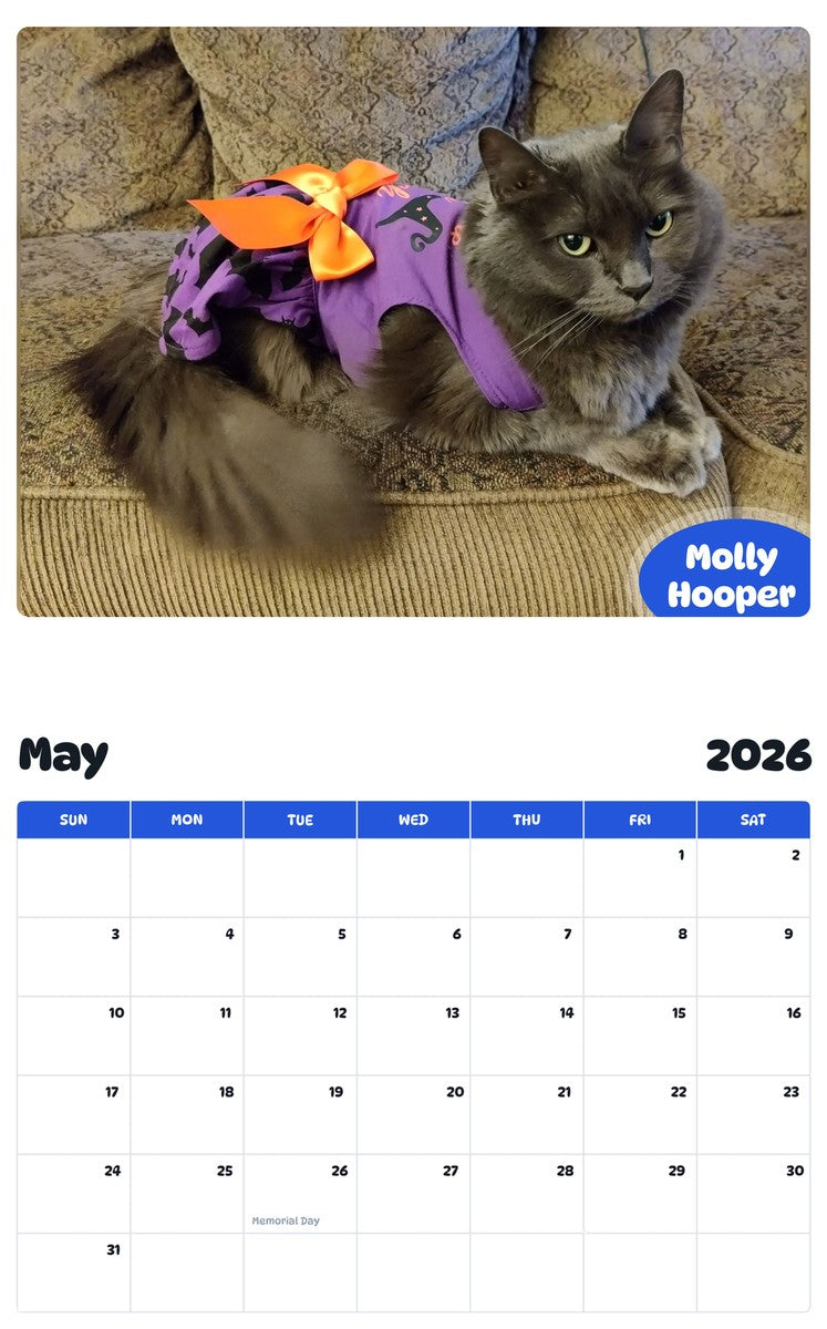 2026 - 2027 Molly Hooper - Pawidols Pet Calendar
