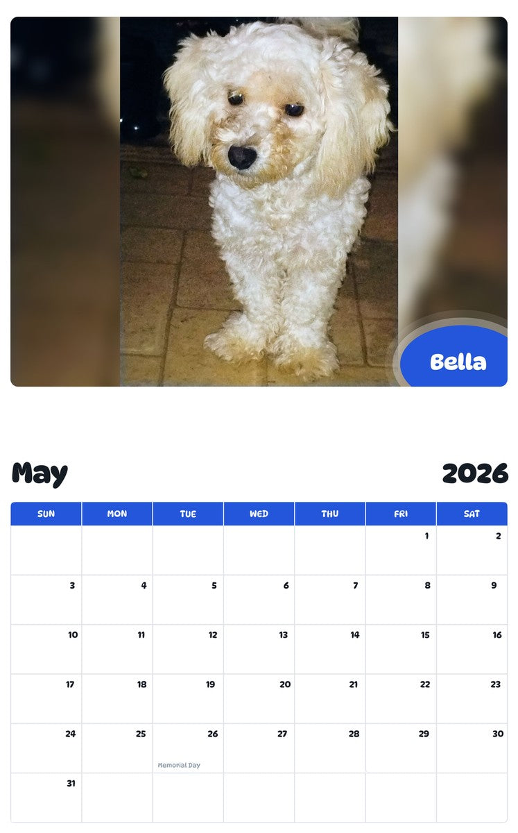 2026 - 2027 Bella - Pawidols Pet Calendar