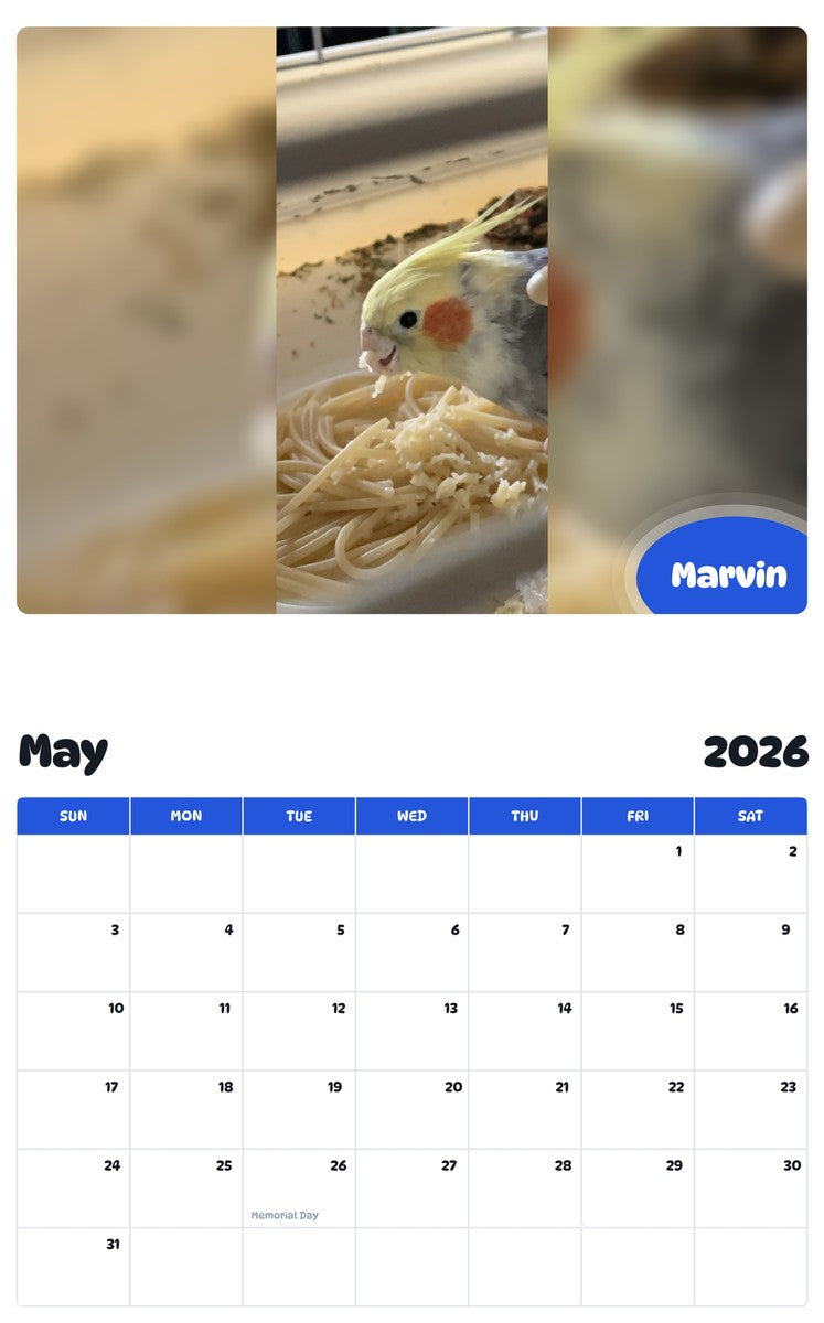 2026 - 2027 Marvin - Pawidols Pet Calendar