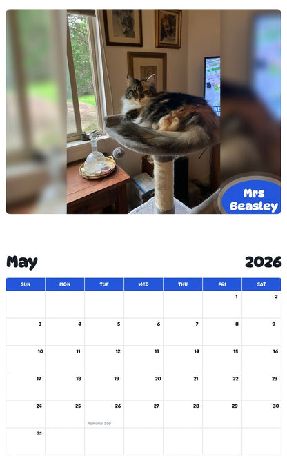 2026 - 2027 Mrs Beasley - Pawidols Pet Calendar