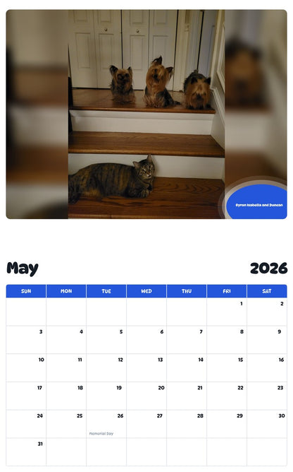2026 - 2027 Byron Isabella and Duncan - Pawidols Pet Calendar
