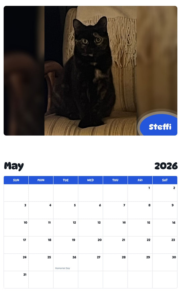 2026 - 2027 Steffi - Pawidols Pet Calendar