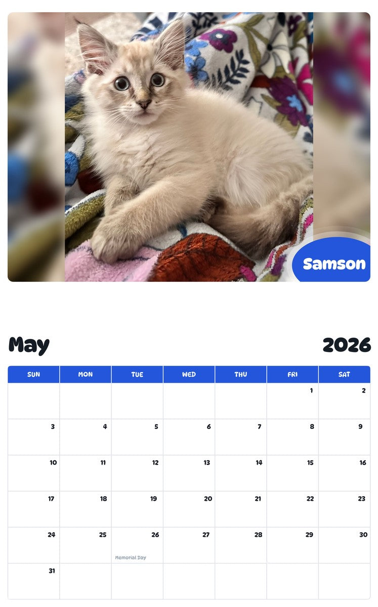 2026 - 2027 Samson - Pawidols Pet Calendar