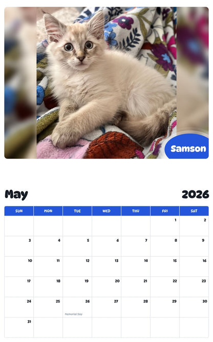 2026 - 2027 Samson - Pawidols Pet Calendar