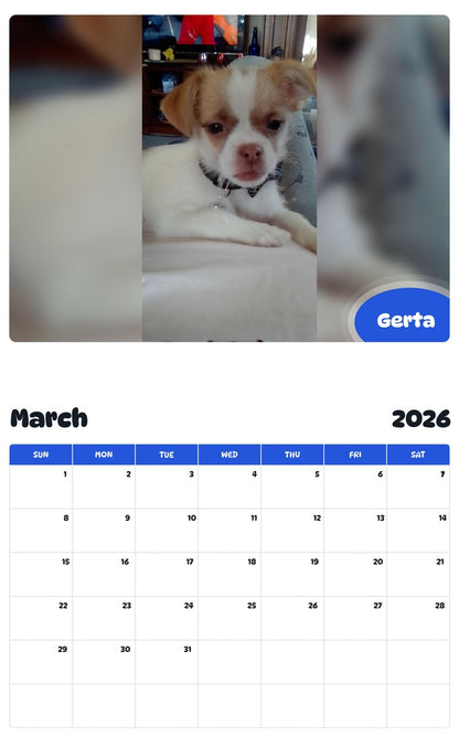 November 2025 - October 2026 Gerta - Pawidols Pet Calendar