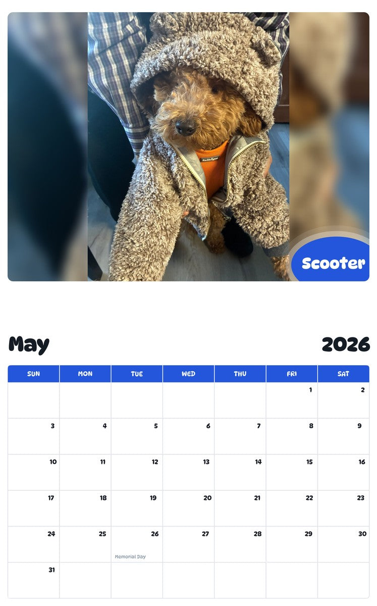 2026 - 2027 Scooter - Pawidols Pet Calendar