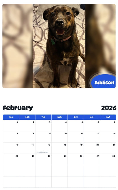 October 2025 - September 2026 Addison - Pawidols Pet Calendar